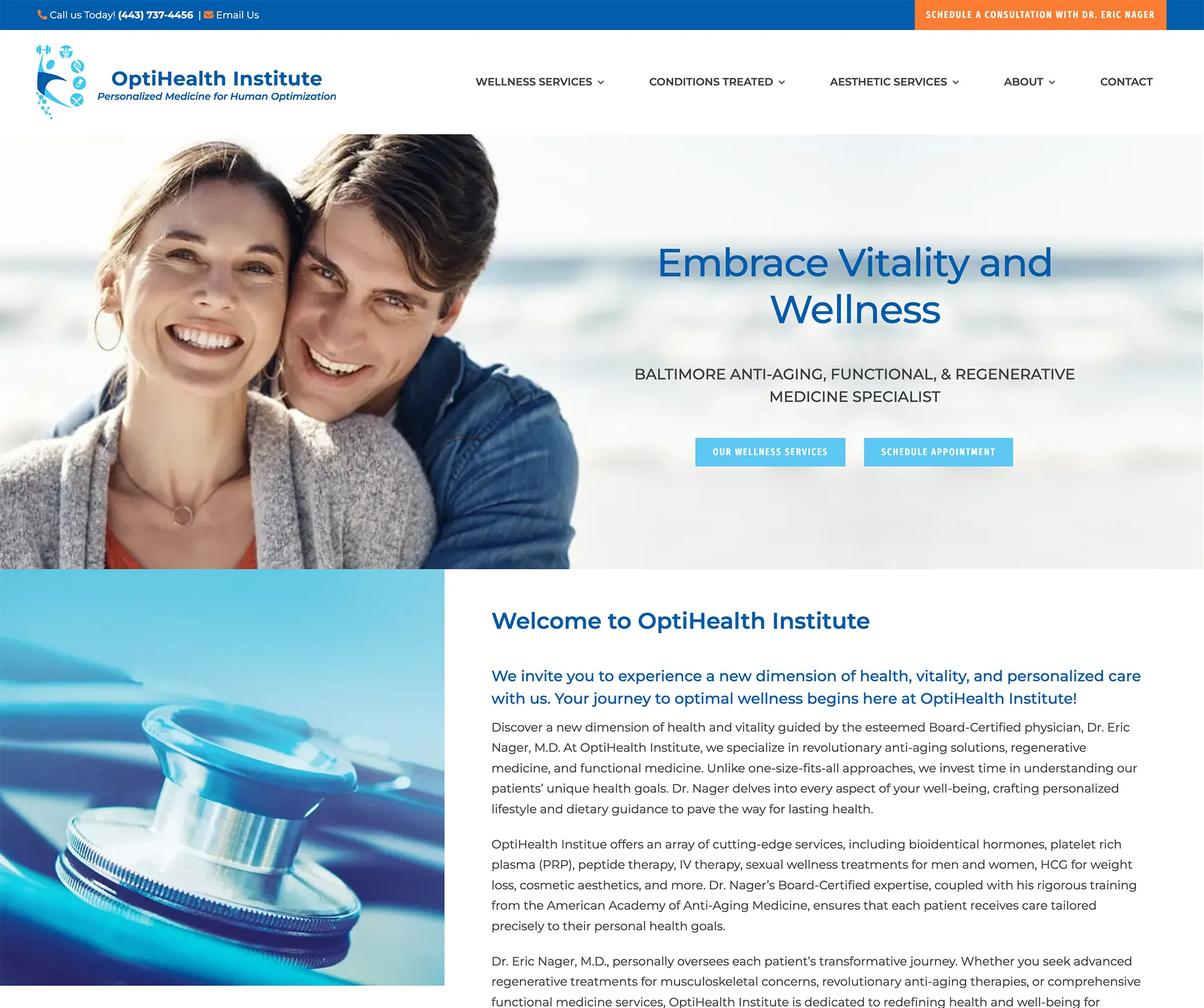 Baltimore Anti-Aging website, medical marketing, practice perfect