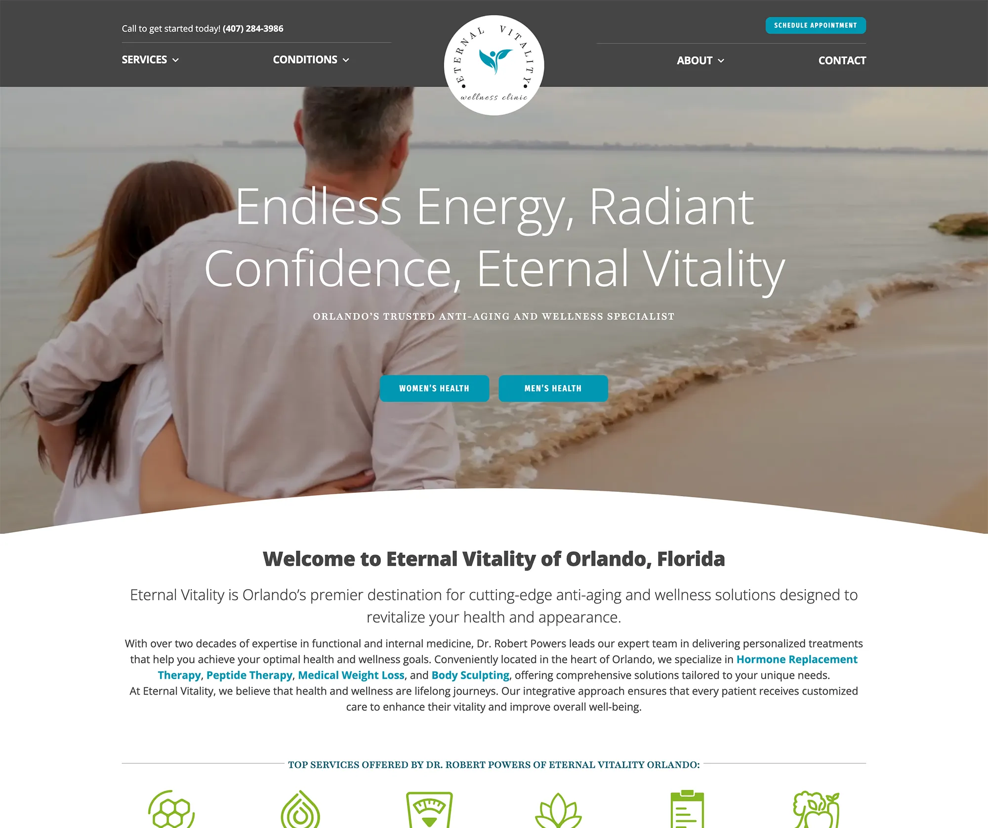 Orlando Anti-Aging website, medical marketing, practice perfect