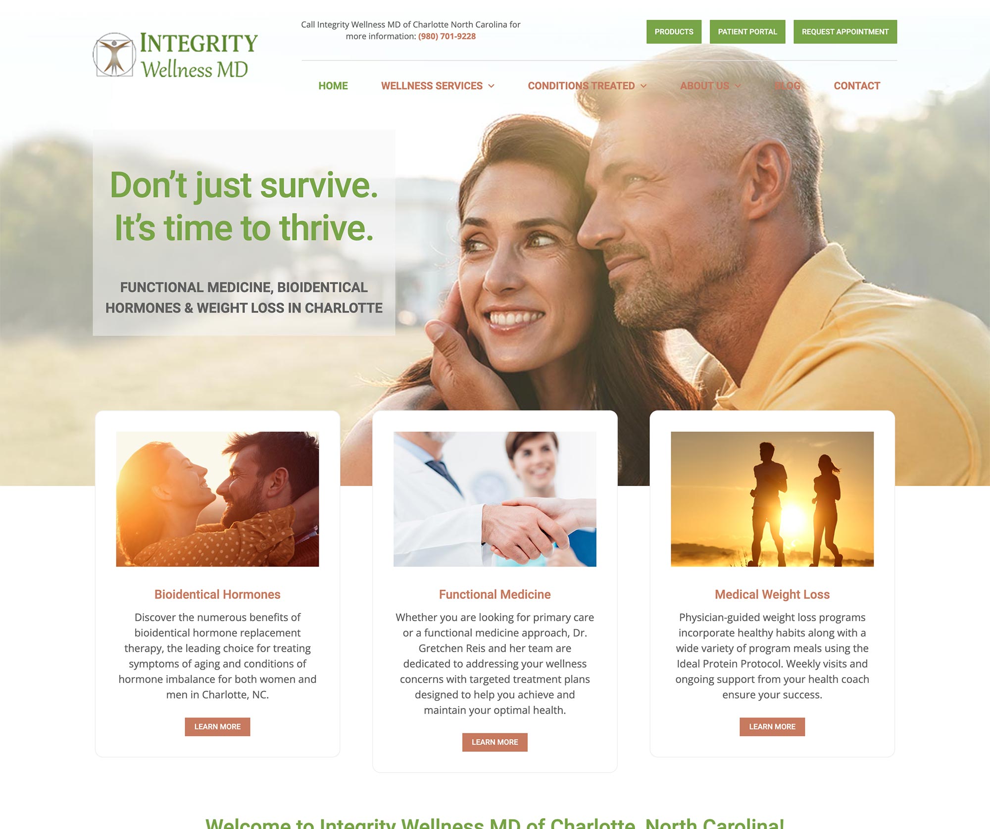 bioidentical hormones charlotte integrity wellness md medical website design